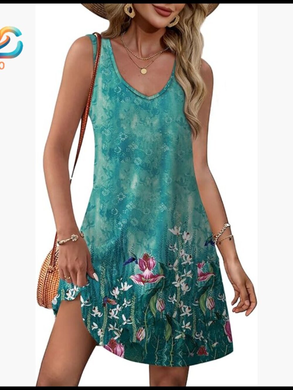 V-Neck Sleeveless Sundress with Pockets Casual Summer Dress